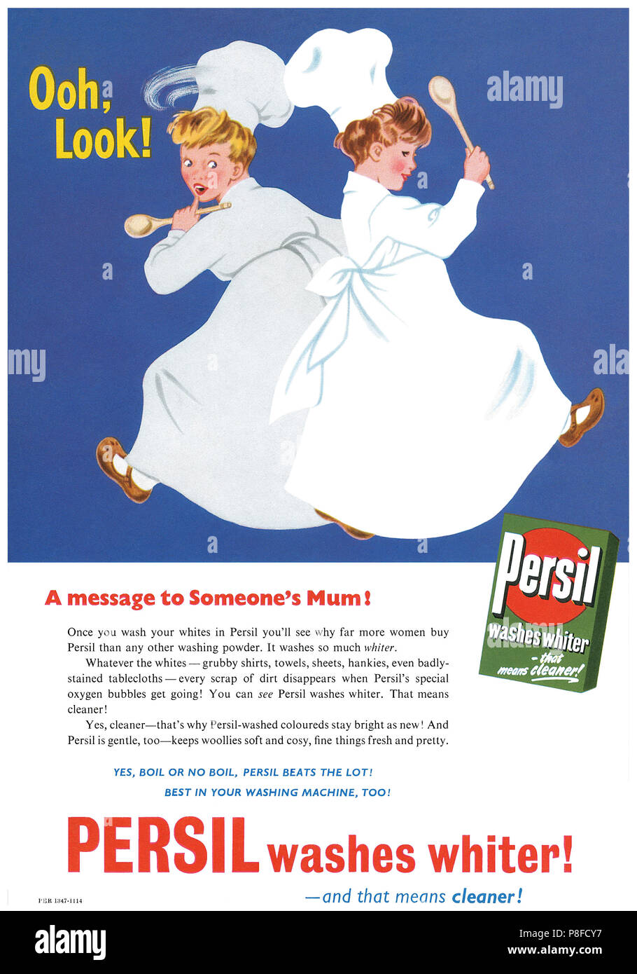 1956 La publicité pour lessive en poudre Persil. Banque D'Images