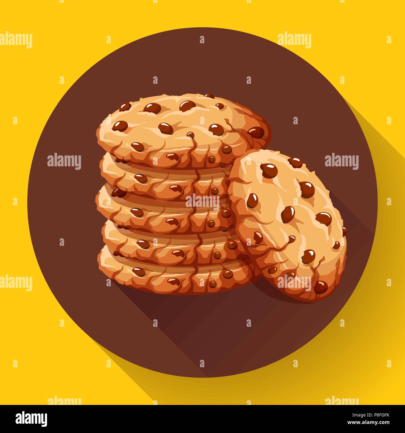 Miettes de chips chocolat vecteur icône. Cookies aux pépites de choco maison réaliste illustration vectorielle. Illustration de Vecteur