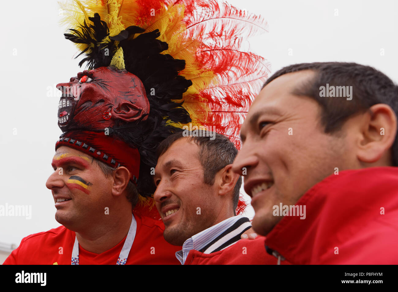 Saint-pétersbourg, Russie - le 10 juillet 2018 : les fans de football belge à Saint-Pétersbourg avant le stade des demi-finale de la Coupe du Monde de la FIFA, Russie 2018 Fra Banque D'Images
