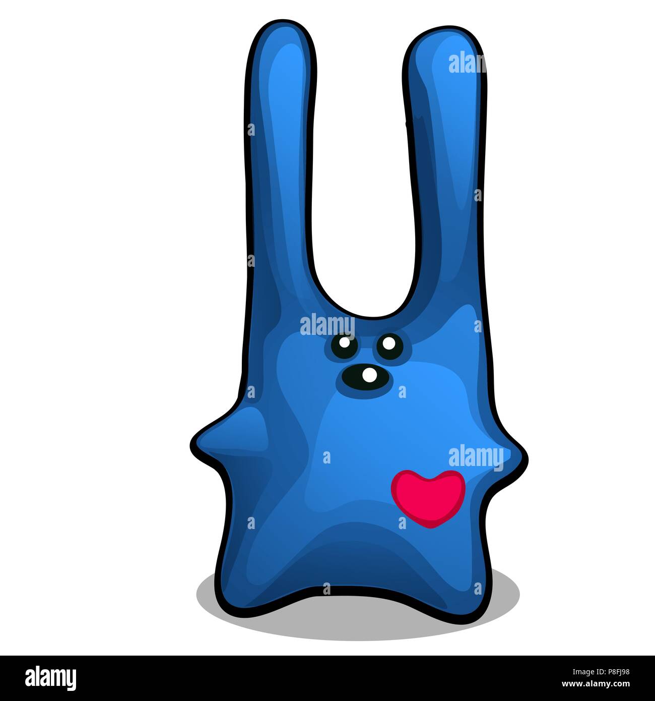 Peluche en forme de lapin bleu avec de longues oreilles est rempli de polyester, rembourrage isolé sur fond blanc. DreamBag antistress oreiller. Vector illustration. Illustration de Vecteur