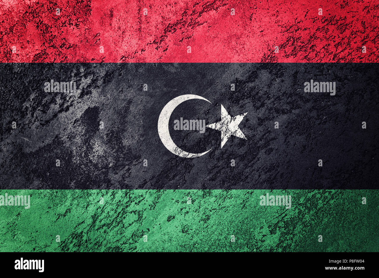 Grunge drapeau de la Libye. Drapeau libyen avec grunge texture. Banque D'Images