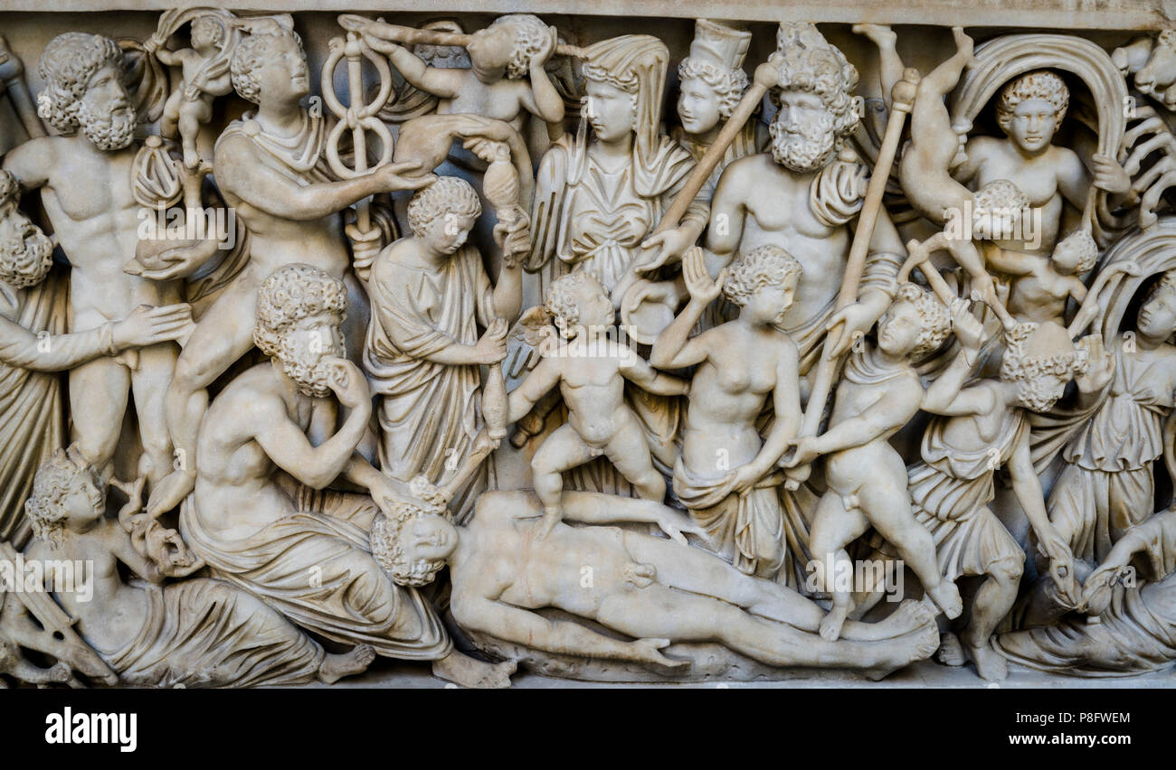 Sculpture haut-relief romain, Musée Archéologique National, Naples, Italie Banque D'Images