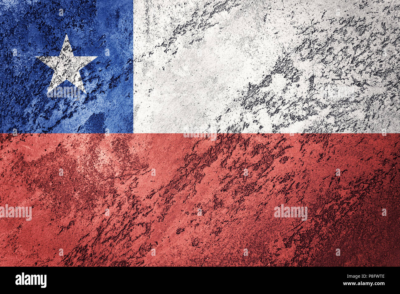 Grunge drapeau du Chili. Pavillon chilien avec grunge texture. Banque D'Images