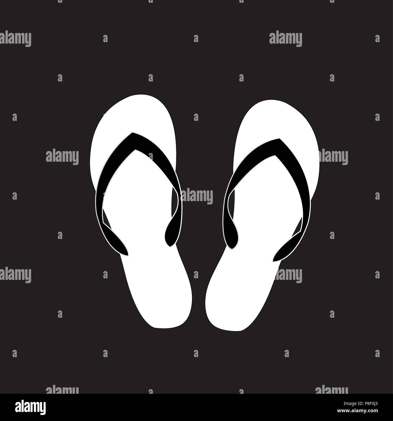 Noir et blanc Vector illustration silhouette monochrome de l'icône chaussons isolé sur fond noir. Illustration de Vecteur