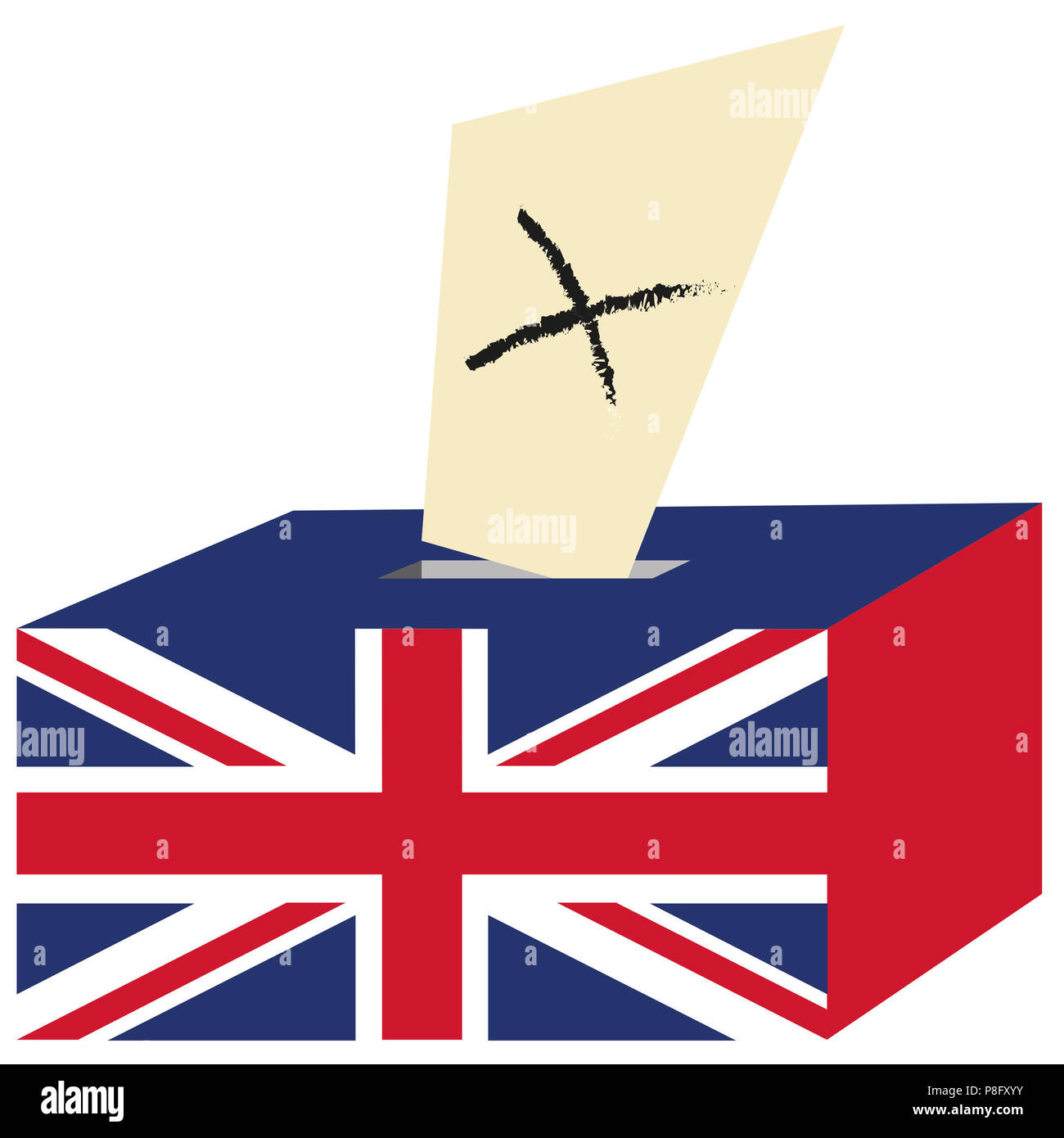 Brexit United Kingdom (UK) élection générale. Boîte de scrutin comme British Union Jack flag. Royaume-uni vote. Banque D'Images