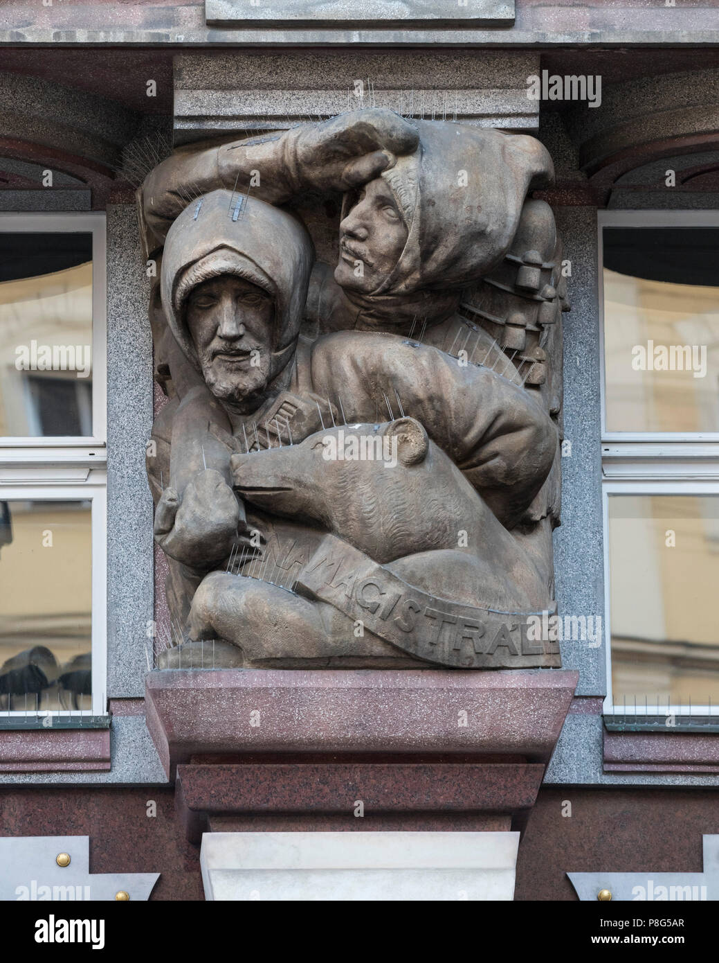 Prague. République tchèque. La Banque des légions (Legionářská banka, ou Legiobanka), Na Poříčí 1046/24, Rondo Cubist bâtiment conçu par Josef Gočár, Banque D'Images