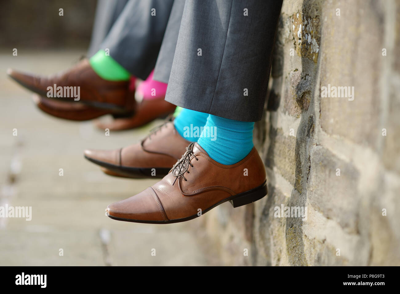 Funny chaussettes colorées de garçons Banque D'Images