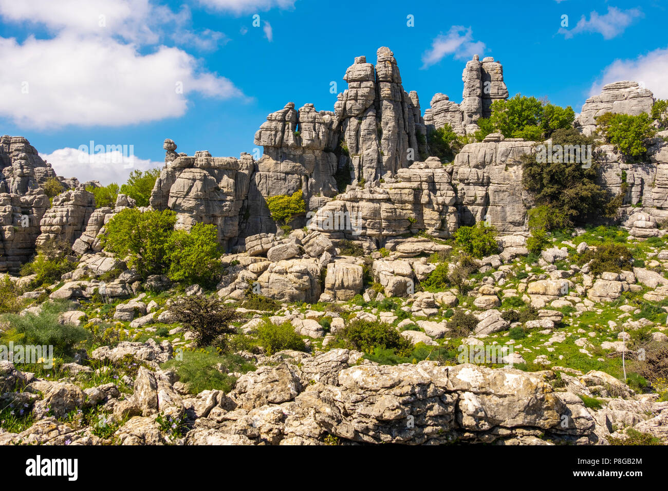 Torcal de Antequera, l'érosion des calcaires du Jurassique, travail sur la province de Málaga. Andalousie, Espagne du sud Europe Banque D'Images