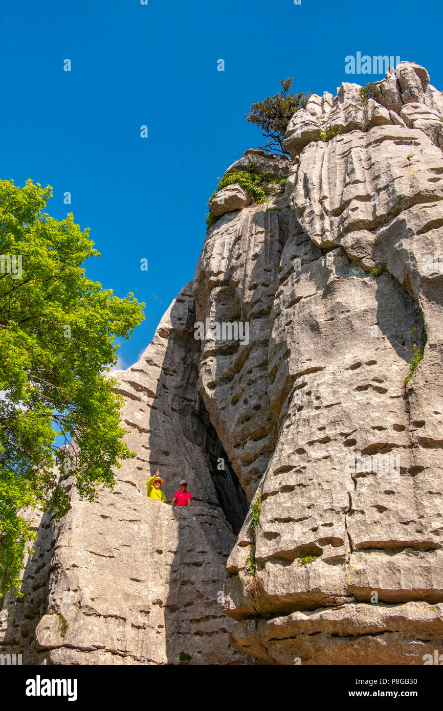 Torcal de Antequera, l'érosion des calcaires du Jurassique, travail sur la province de Málaga. Andalousie, Espagne du sud Europe Banque D'Images
