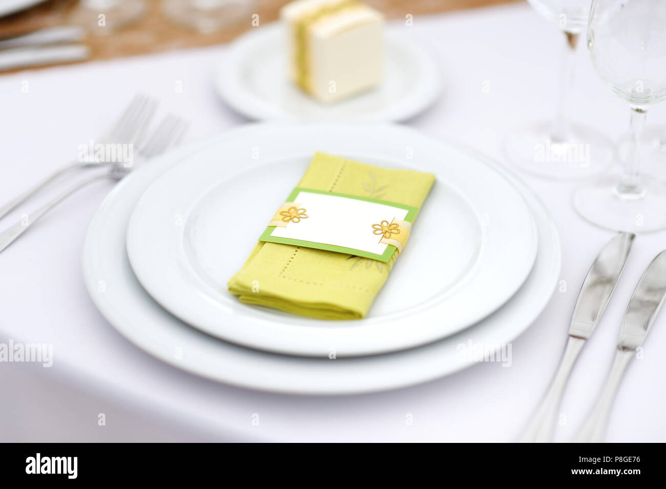 Set de table pour une partie de l'événement ou réception de mariage, thème d'été Banque D'Images