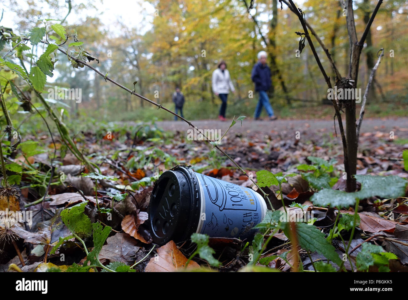 Berlin, Allemagne, tasse à café vide réside dans la forêt dans un bâtiment Banque D'Images