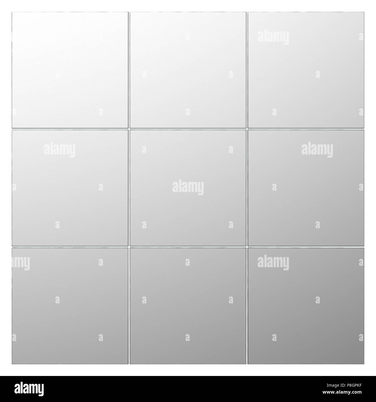 Miroir tuiles isolé sur fond blanc.  : Chemin de détourage. 3D render Banque D'Images