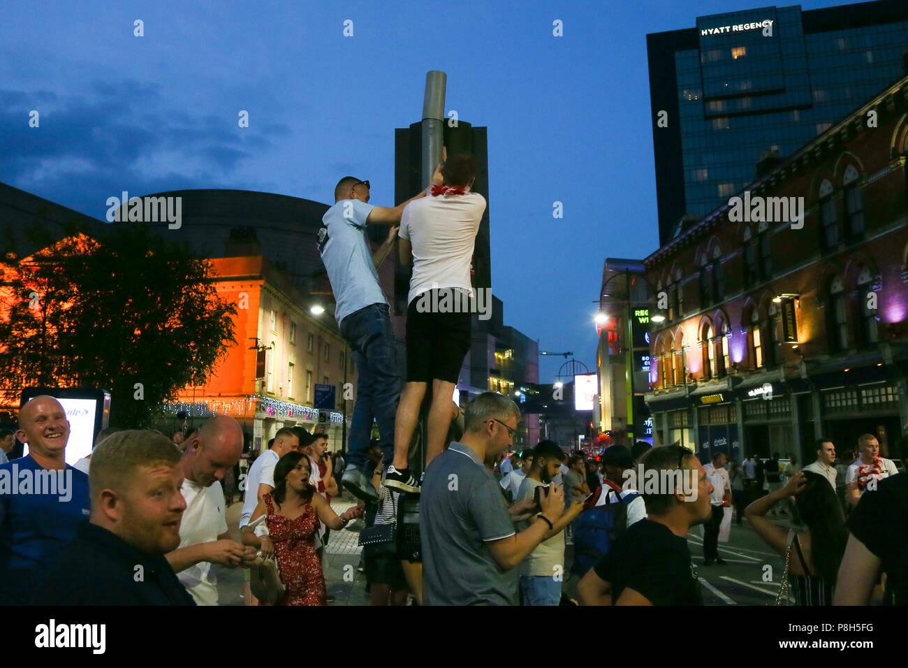 Angleterre Coupe du Monde de football fans après la défaite par la Croatie, juillet 2018 Banque D'Images