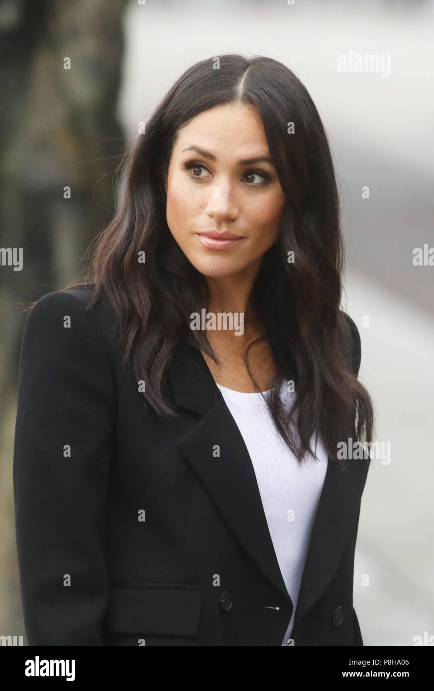 Le prince Harry Markel Meghan et visiter la Grande Famine sculpture, Dublin, Irlande Banque D'Images
