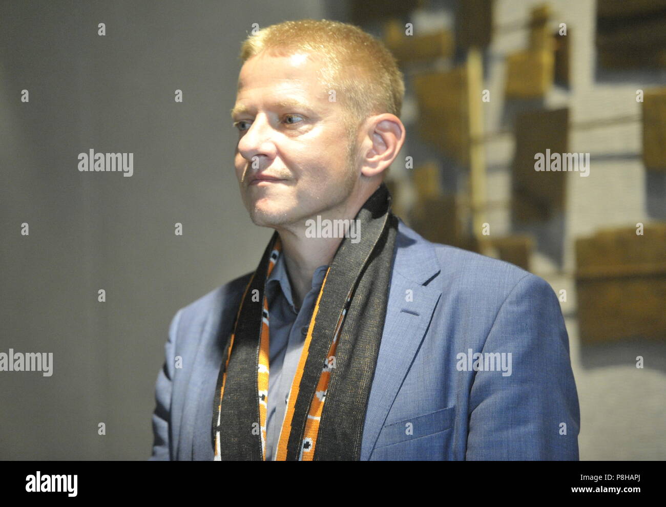 Omnipol arms chef de groupe Podpera Jiri donne une interview à l'agence de presse tchèque à Prague, en République tchèque, le mardi 10 juillet, 2018. Le meilleur club de basket-ball tchèque, Nymburk, qui est devenu le champion national 15 fois de suite, a changé son propriétaire après 23 ans comme avocat et sport Miroslav Jansta officiel remis au club de football Podpera Jiri Kolar et agent Viktor. (CTK Photo/David Svab) Banque D'Images