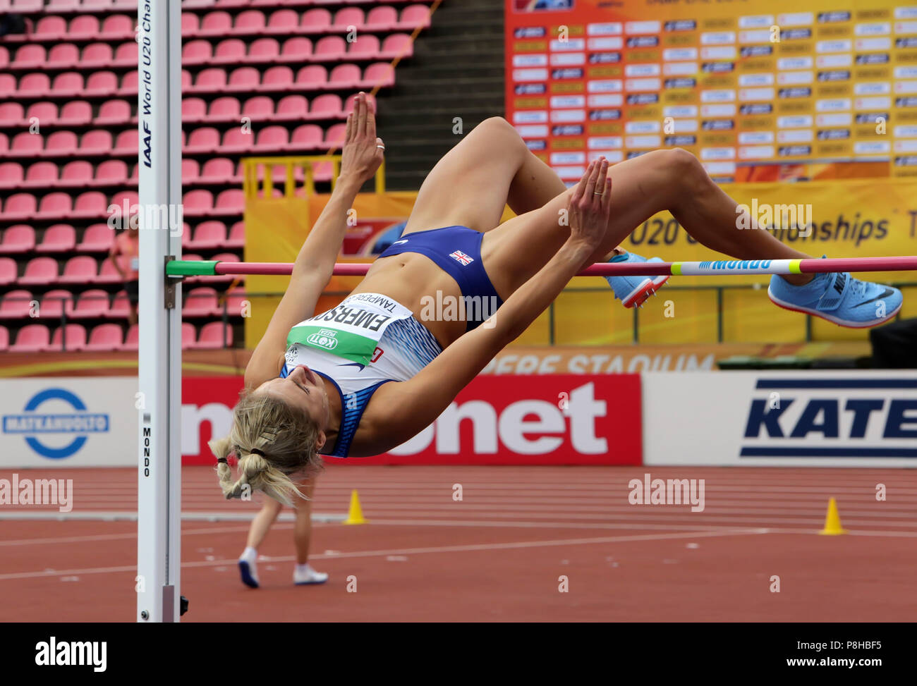 Tampere, Finlande. 12 juillet, 2018. NIAMH EMERSON (GBR), l'anglais Athlétisme Athlétisme leeds en heptathlon dans les Championnats du Monde U20 Championship Tampere, Finlande 12 Juillet, 2018. Crédit : Denys/Kuvaiev Alamy Live News Banque D'Images