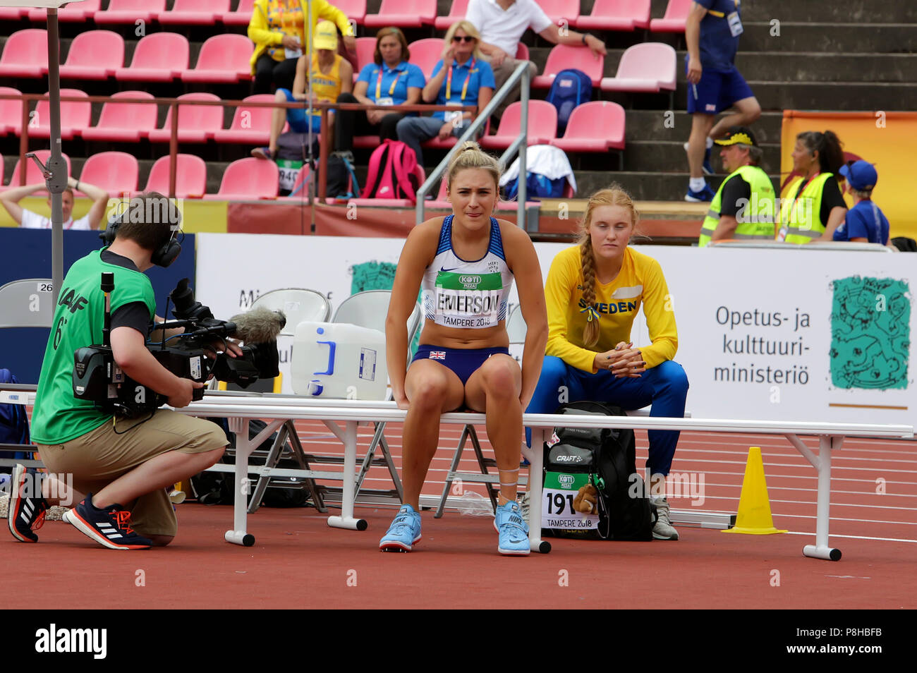 Tampere, Finlande. 12 juillet, 2018. NIAMH EMERSON (GBR), l'anglais Athlétisme Athlétisme leeds en heptathlon dans les Championnats du Monde U20 Championship Tampere, Finlande 12 Juillet, 2018. Crédit : Denys/Kuvaiev Alamy Live News Banque D'Images