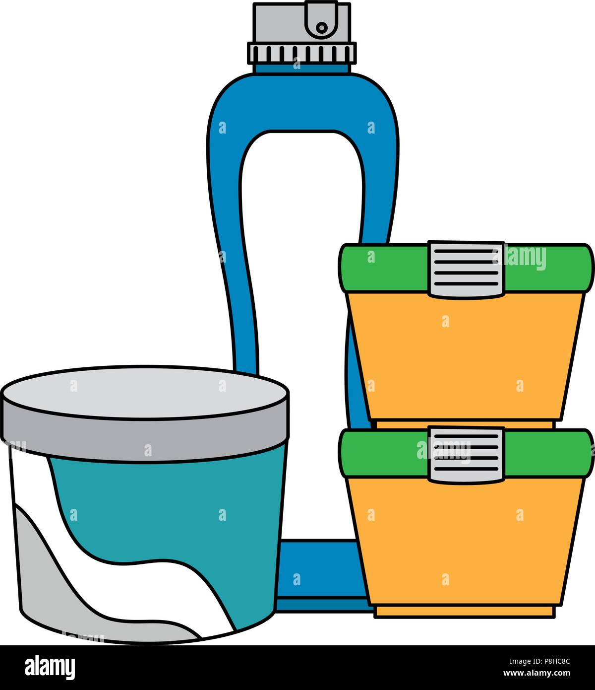 Définir l'icône produits bouteilles Illustration de Vecteur