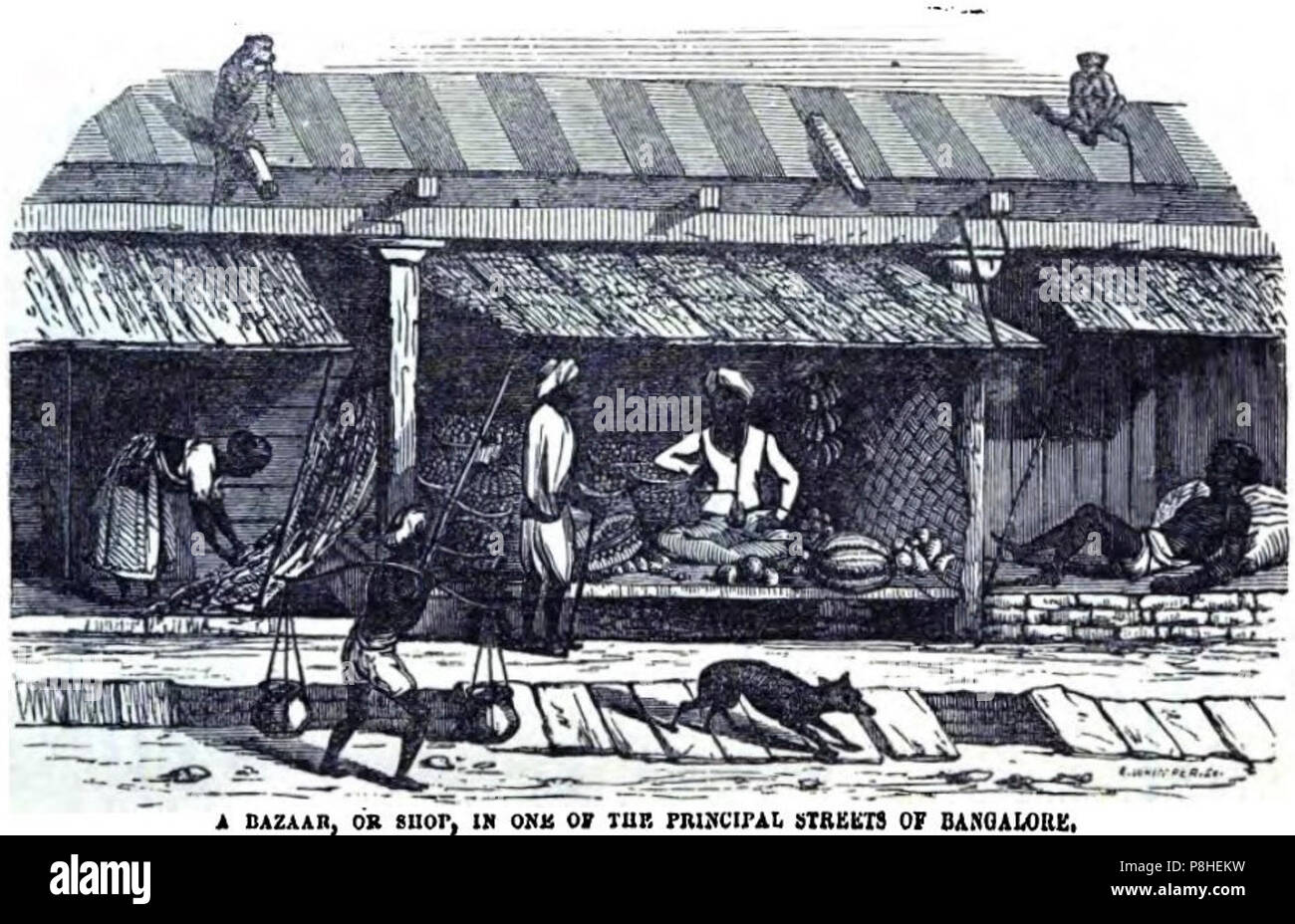 Un Bazar, ou boutique, sur l'une des principales rues de Bangalore (p.97, 1856) - Copie. Banque D'Images