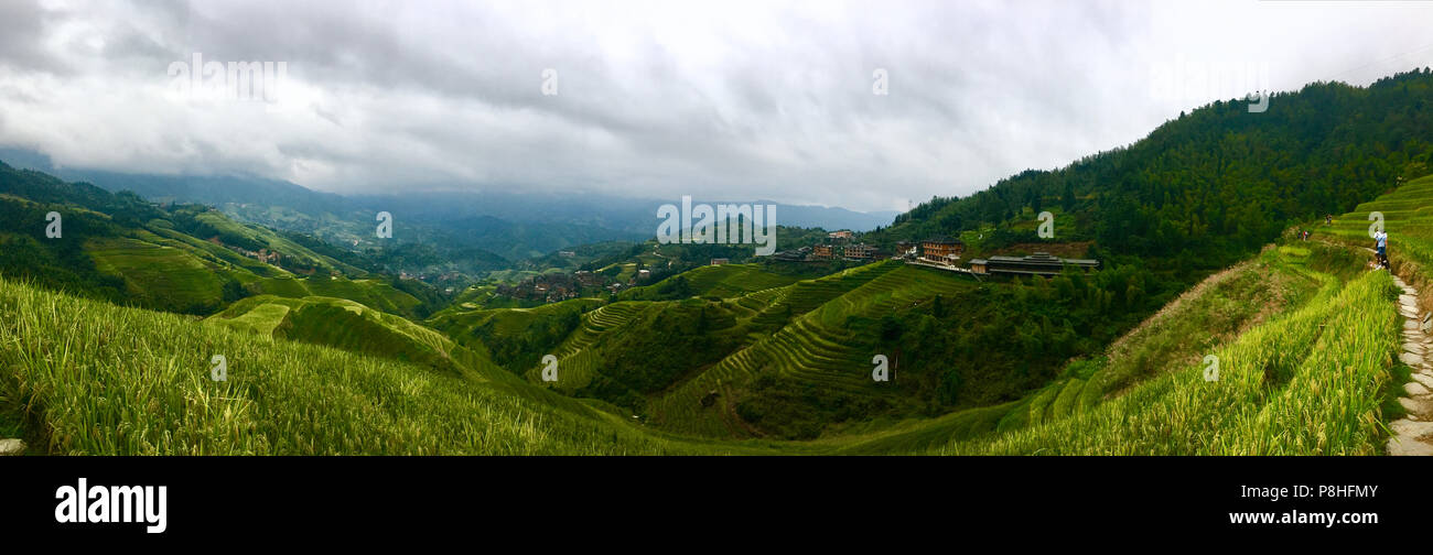 Terrasses de riz, Longji, Dazhai Chine Banque D'Images
