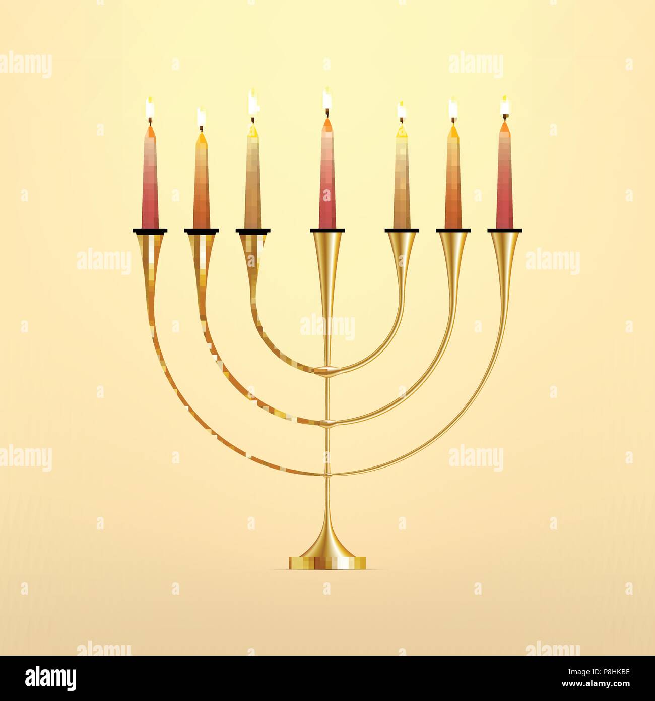 Illustration vectorielle Stock Hanukkah menorah avec des bougies. Chandelier juif. Fête des Lumières, Fête de la Dédicace. Hanukkah menorah d'or. EPS 10 Illustration de Vecteur