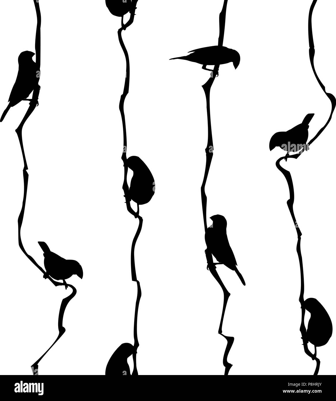 Vector Illustration : les petits oiseaux. Conçu pour des impressions textiles, papiers peints, papier d'Emballage etc. noir et blanc. Illustration de Vecteur