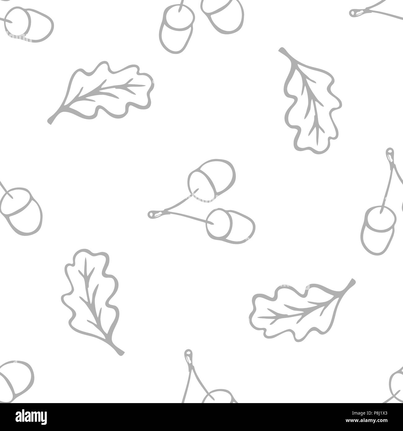 Seamless vector illustration de feuilles de chêne et de glands. Illustration de Vecteur