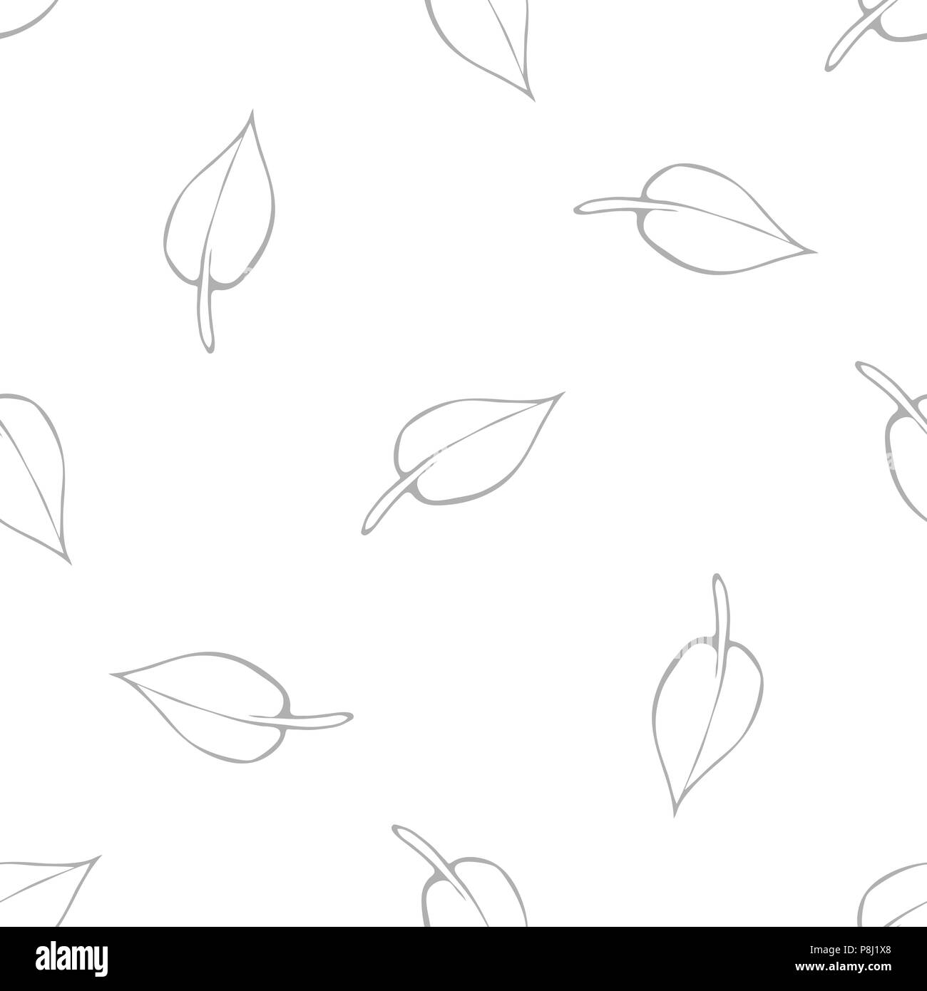 Modèle vectoriel monochrome de l'automne avec les feuilles qui tombent. Illustration de Vecteur