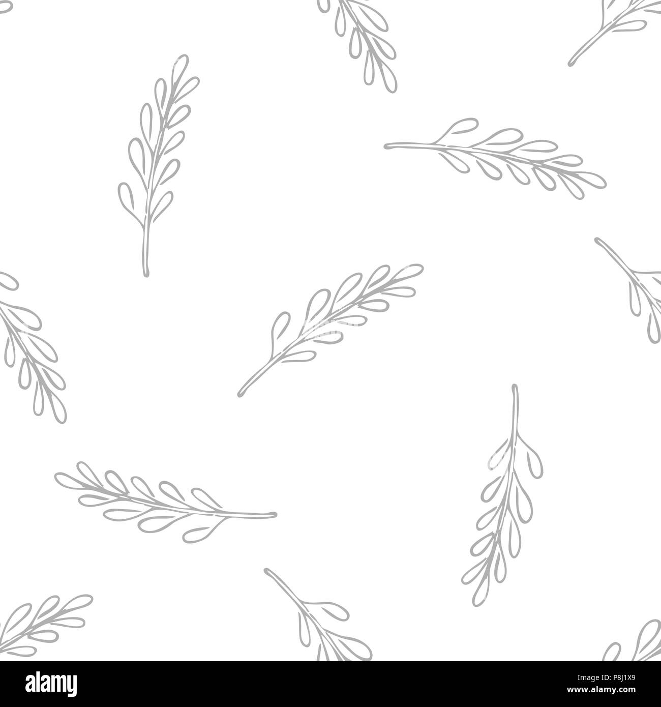 Modèle vectoriel continu monochrome avec les feuilles qui tombent. Illustration de Vecteur