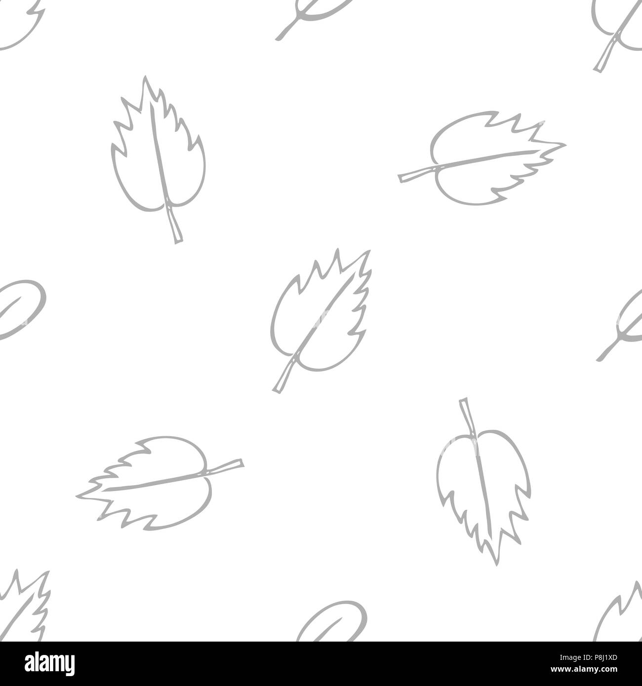 Modèle vectoriel continu monochrome avec des feuilles en automne. Illustration de Vecteur