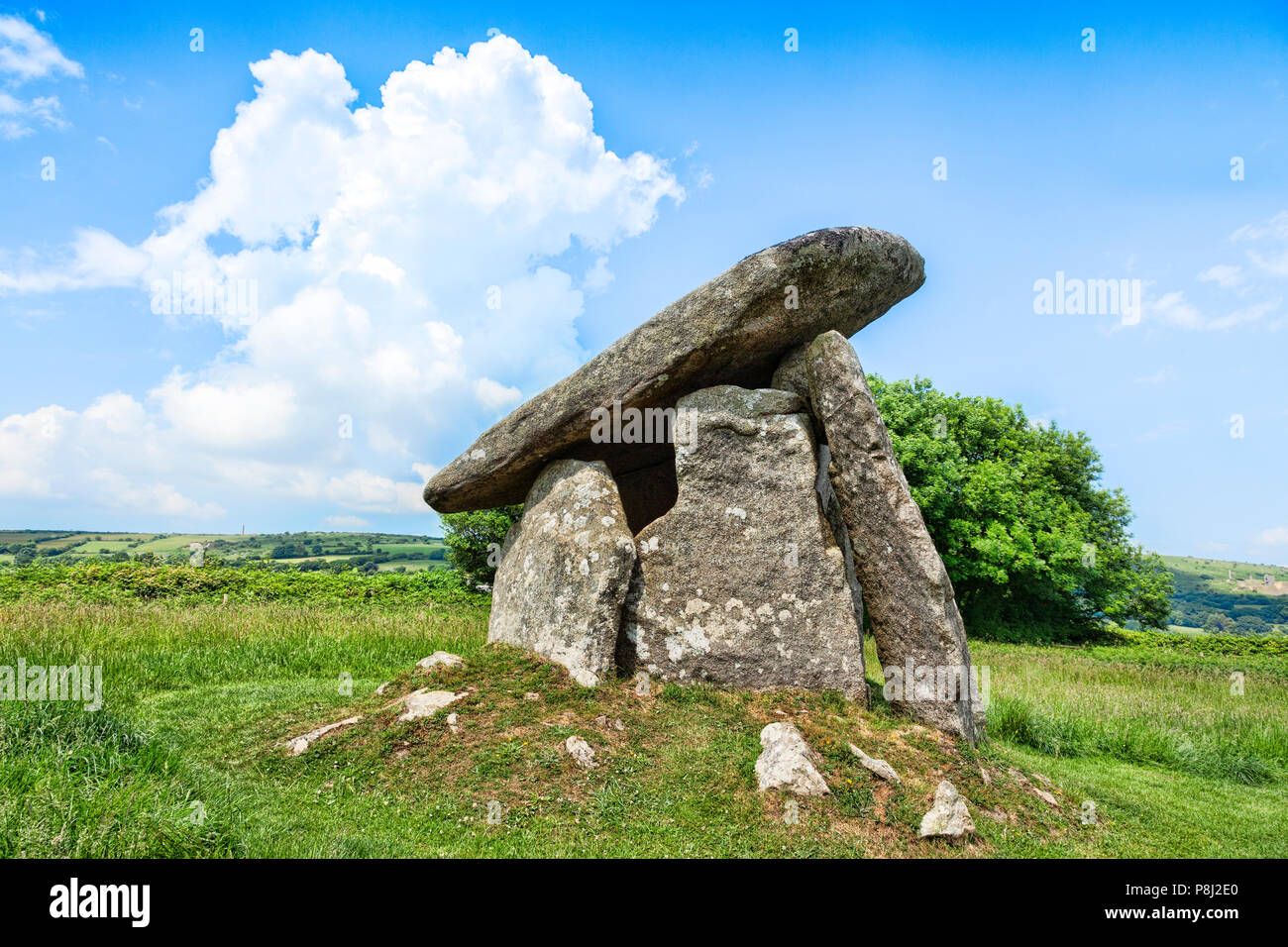 Trethevy Quoit, une chambre funéraire préhistorique sur Bodmin Moor, Cornwall, UK Banque D'Images