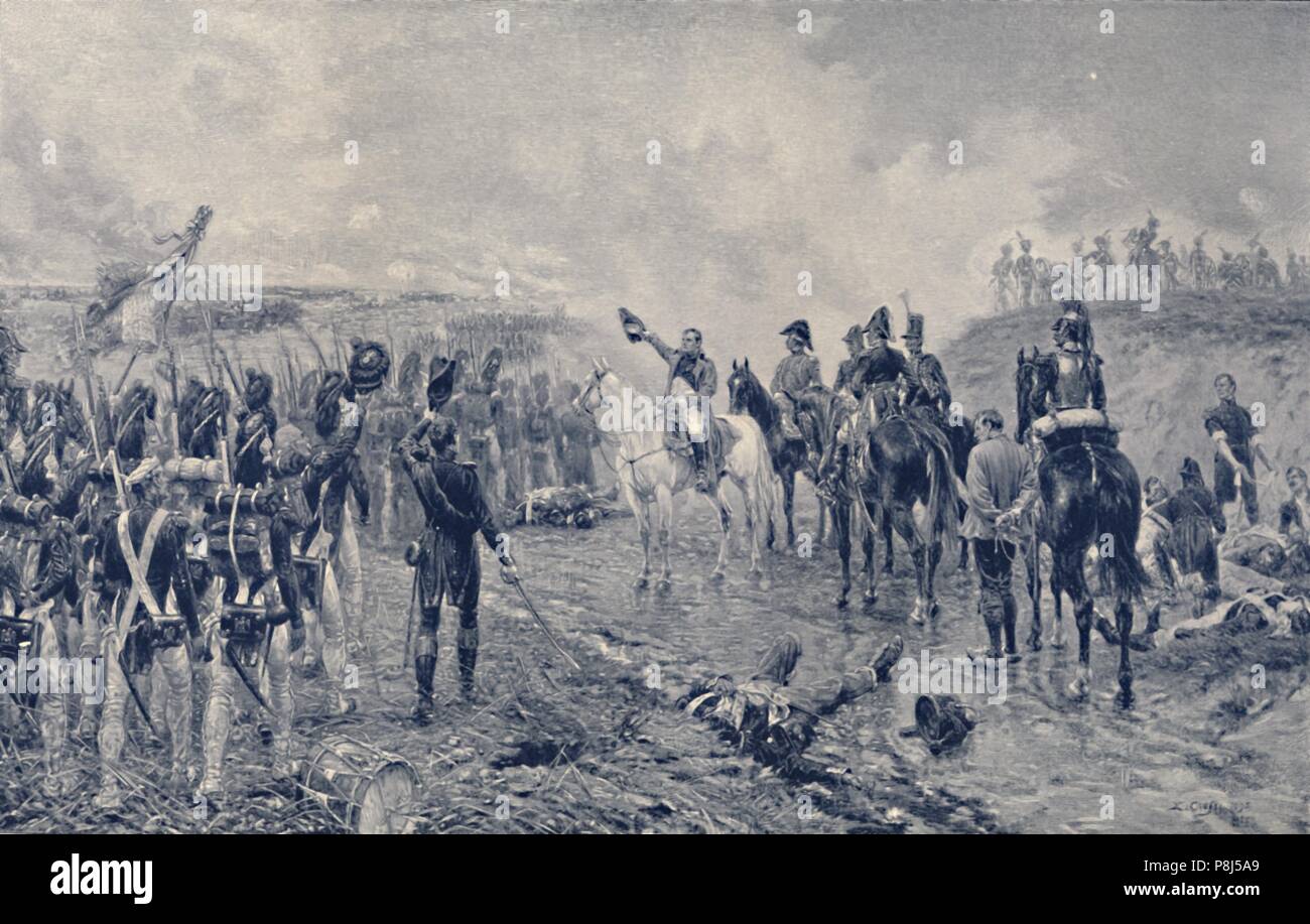 "Napoléon et la vieille garde Avant Waterloo', 1815, (1896). La bataille de Waterloo, le 18 juin 1815, a eu lieu près de Waterloo dans l'actuelle Belgique, l Banque D'Images
