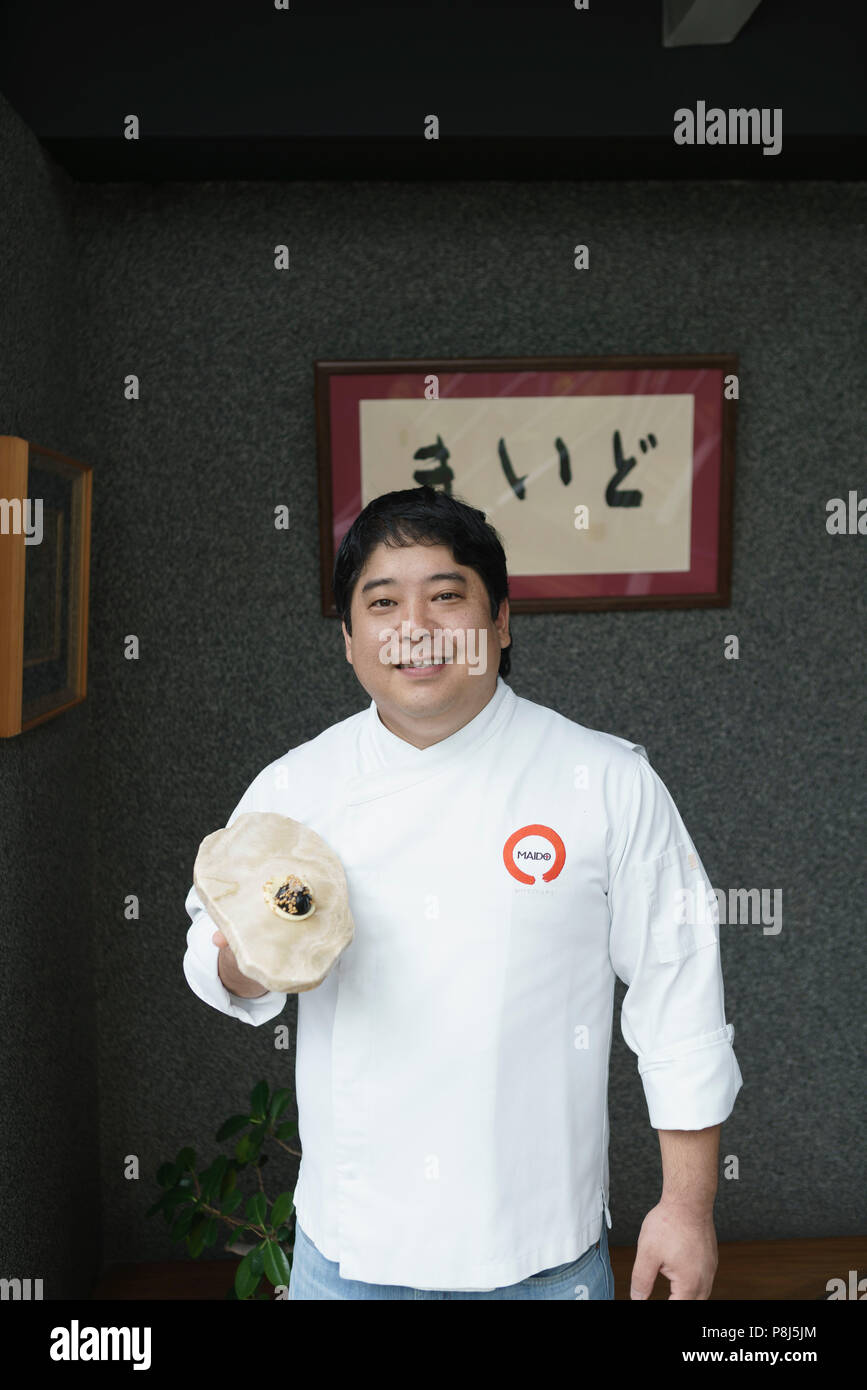 Mitsuharu Tsumura dans Maido, restaurant, Miraflores, Lima, Pérou Banque D'Images