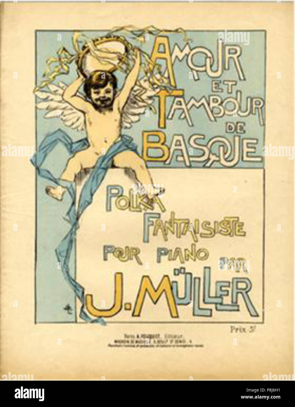 . 532 Steinlen - amour-et-tambour-de-basque Banque D'Images