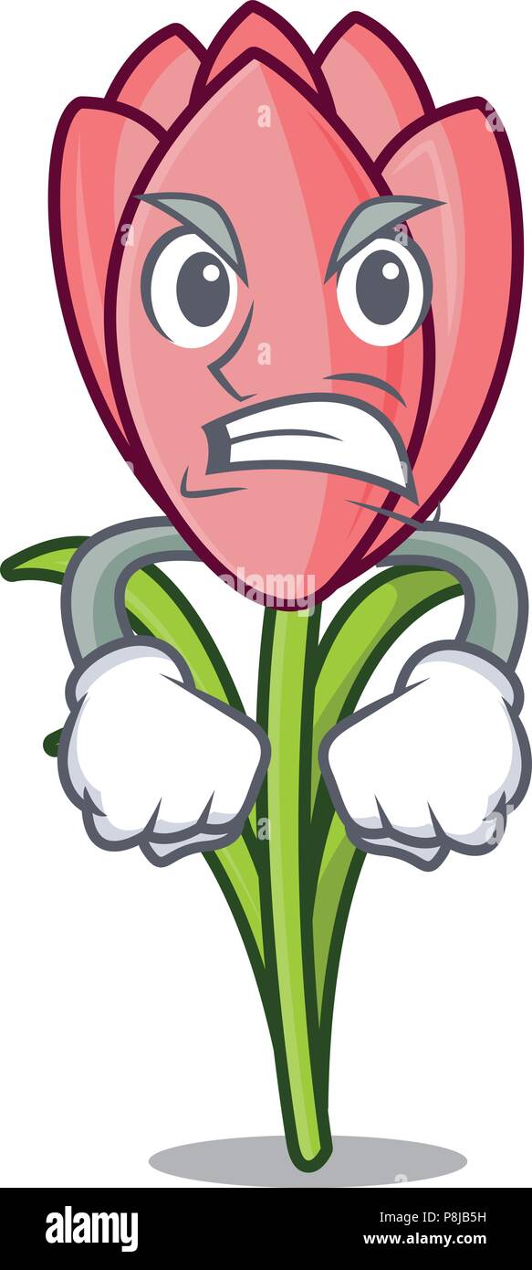 Fleur de crocus en colère mascot cartoon Illustration de Vecteur