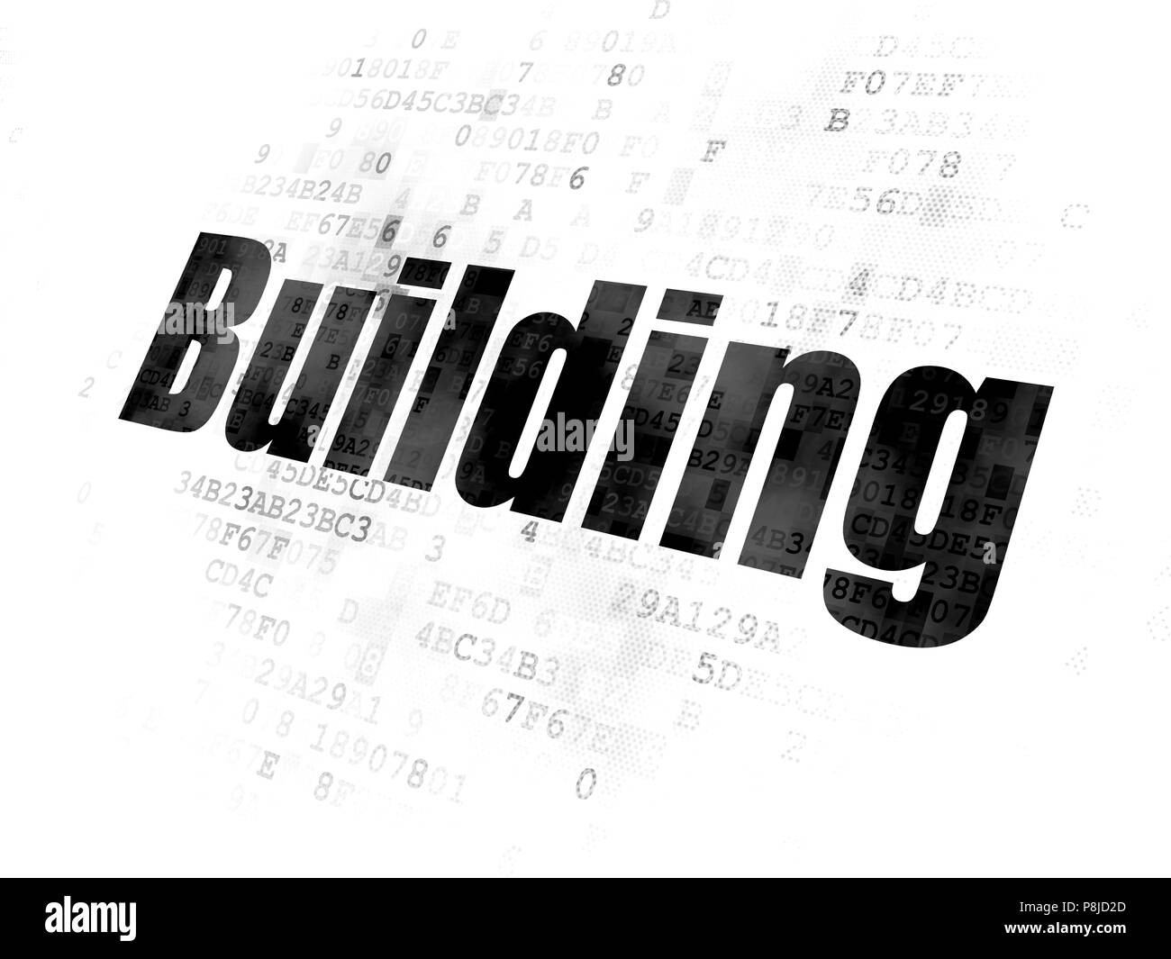 La construction concept : Immeuble sur fond numérique Banque D'Images