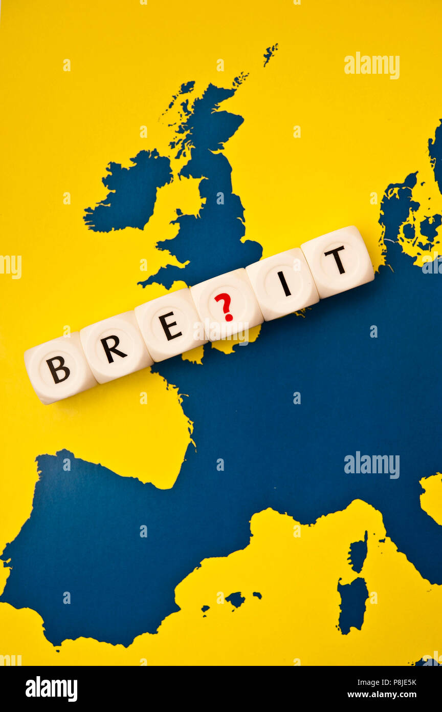 Image conceptuelle pour la culture des doutes sur l'Europe Union européenne Royaume-uni laissant ou Brexit Banque D'Images