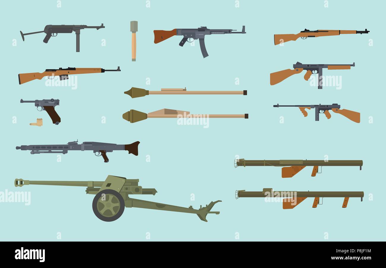 World War 2 gun collection allemand et usa nord collections graphiques vectoriels Illustration de Vecteur