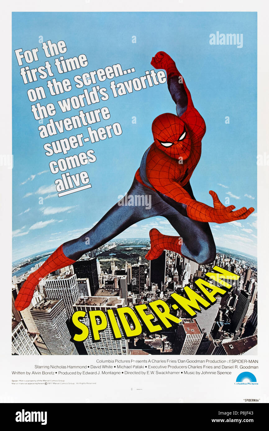 Spider-Man (1977) réalisé par E.W. Swackhamer et avec Nicholas Hammond, David White, Michael Pataki et Lisa Eilbacher. Long d'épisode pilote de la série TV 1978 l'Extraordinaire Spider-Man qui a été donné une sortie cinéma dans certains territoires. Banque D'Images