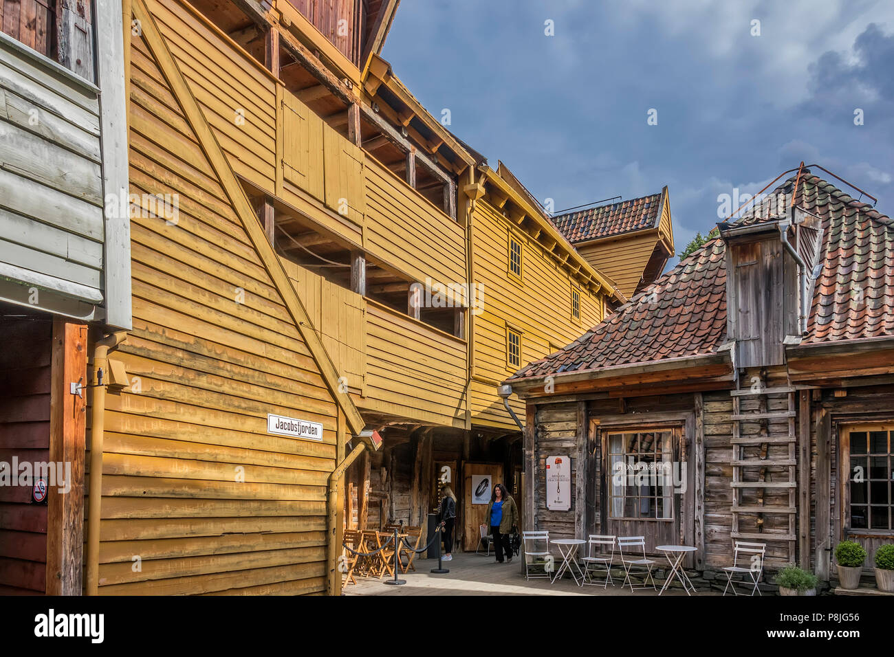 Bâtiments à ossature bois vieux Bergen Norvège Banque D'Images