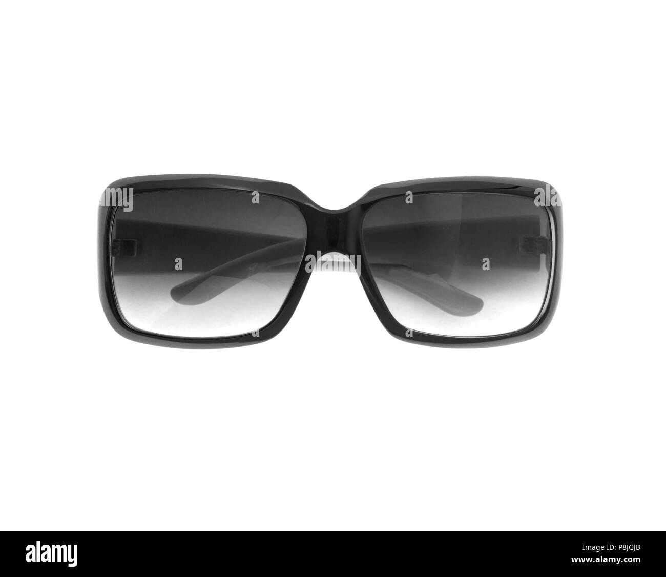 Arrière-plan de l'été. Lunettes de soleil isolé sur fond blanc. Vue de dessus et copyspace. Des maquettes. Banque D'Images