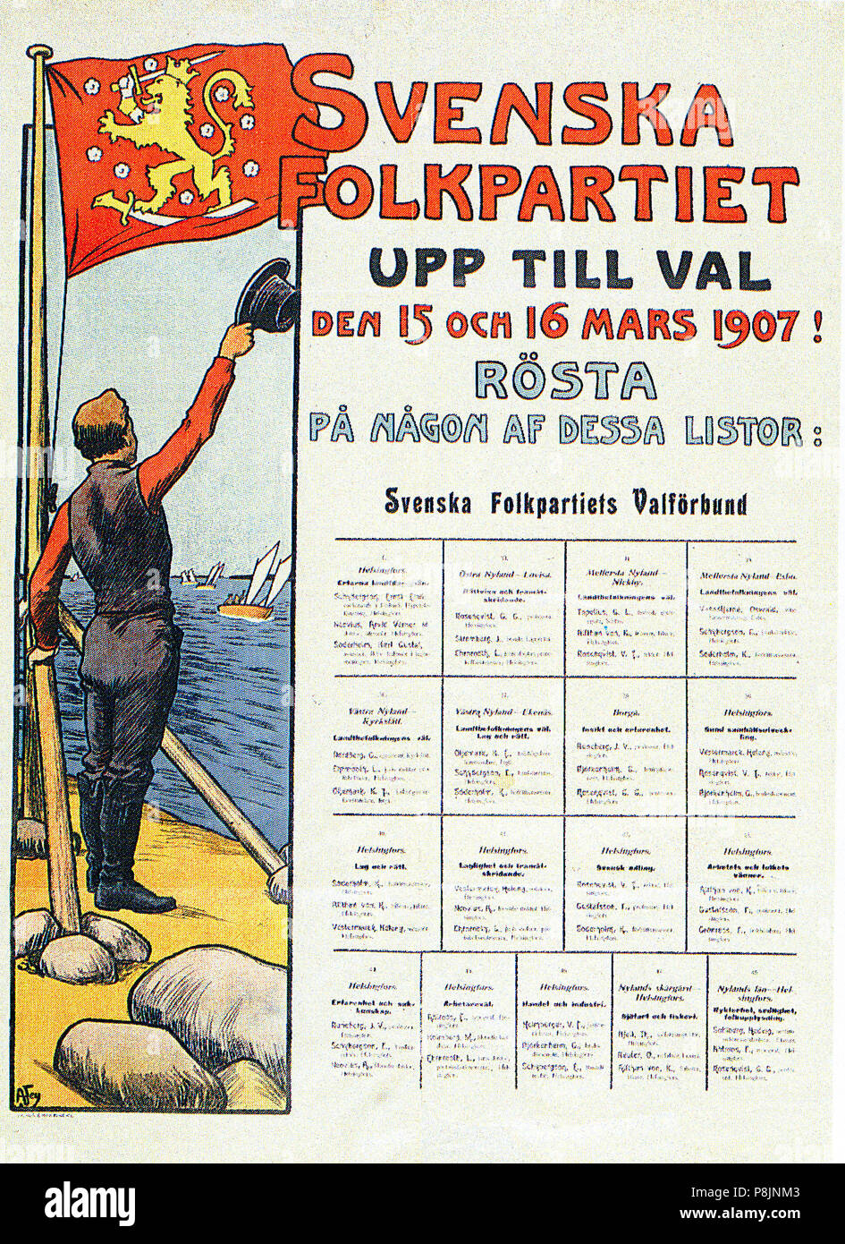 . 548 Svenska Folkpartiet affiche électorale 1907 Banque D'Images