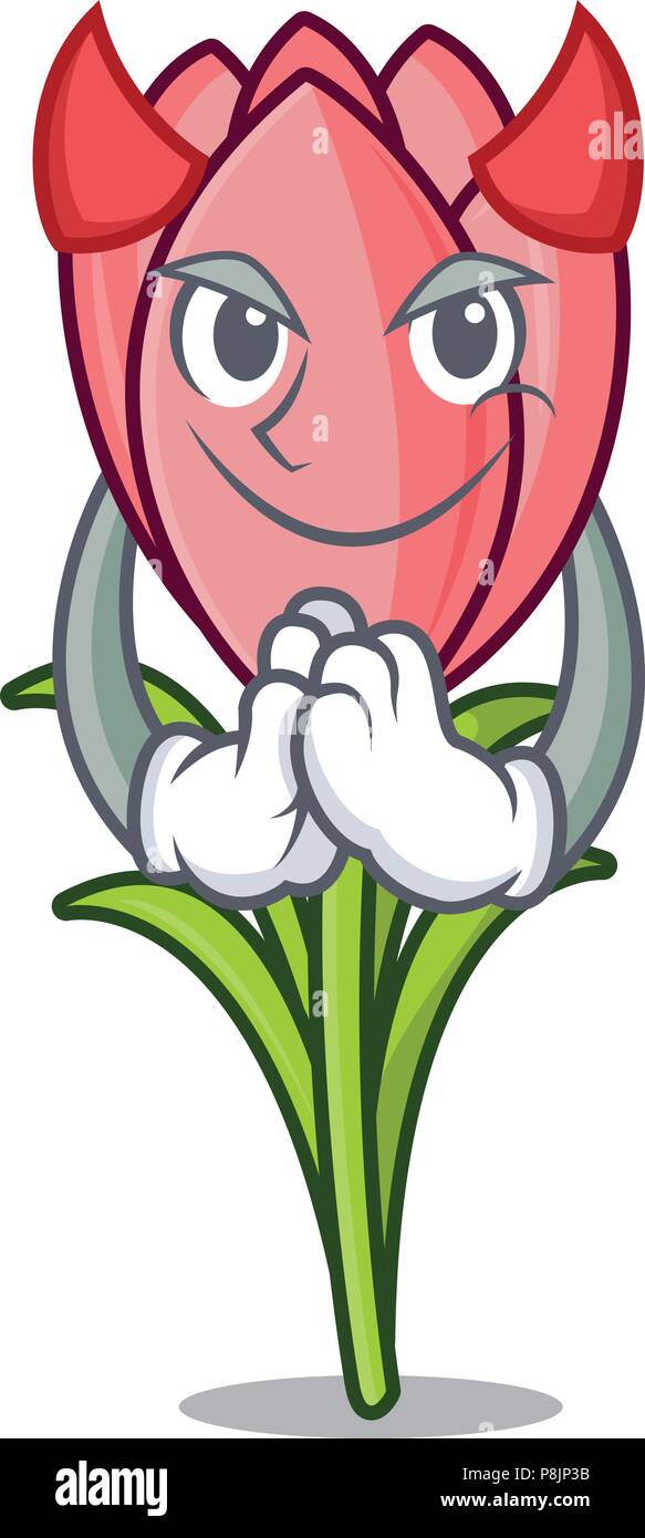 Devil fleur de crocus mascot cartoon vector illustration Illustration de Vecteur
