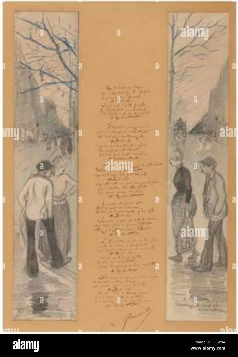 . 533 Steinlen - Belleville-ménilmontant-original-dessin Banque D'Images