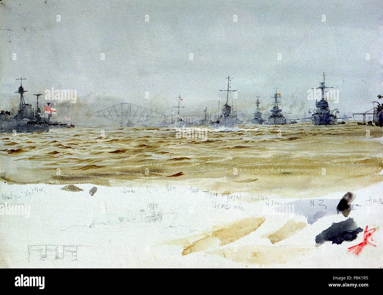 . La force de 552 croiseurs la grande flotte dans le Firth of Forth, avec les navires de la 5e escadron de combat, 1918 RMG PV2767 Banque D'Images