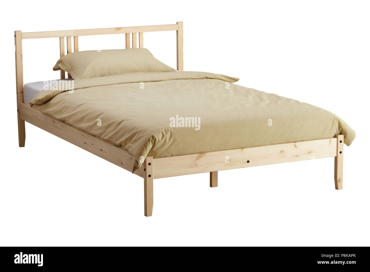 Lit en bois isolé sur blanc : clipping path Banque D'Images