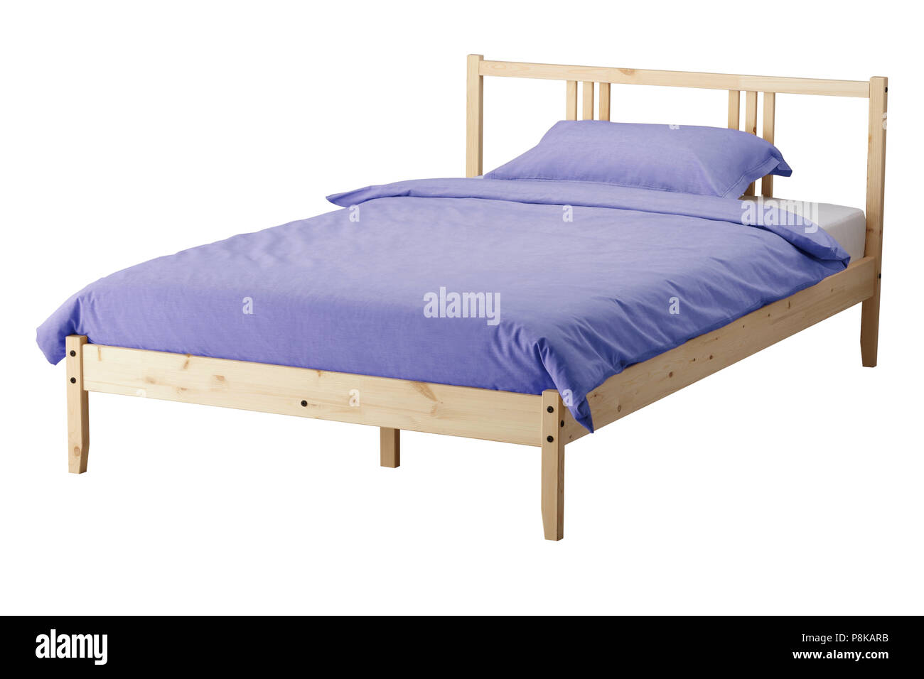 Lit en bois isolé sur blanc : clipping path Banque D'Images