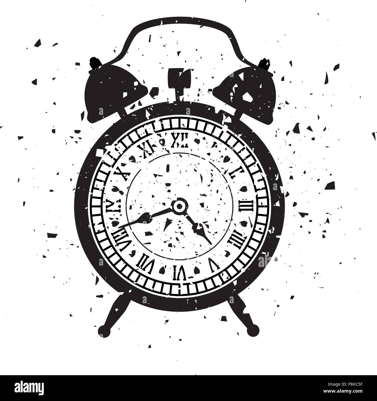 Illustration vecteur de retro réveil dans le style grunge Illustration de Vecteur