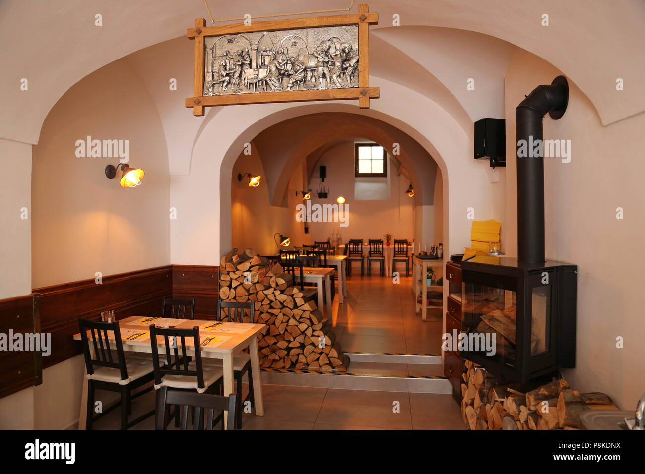U Tří Jelínků Cafe and Bar, Nerudova, Malá Strana (Petit quartier), Prague, Tchéquie (République tchèque), de l'Europe Banque D'Images