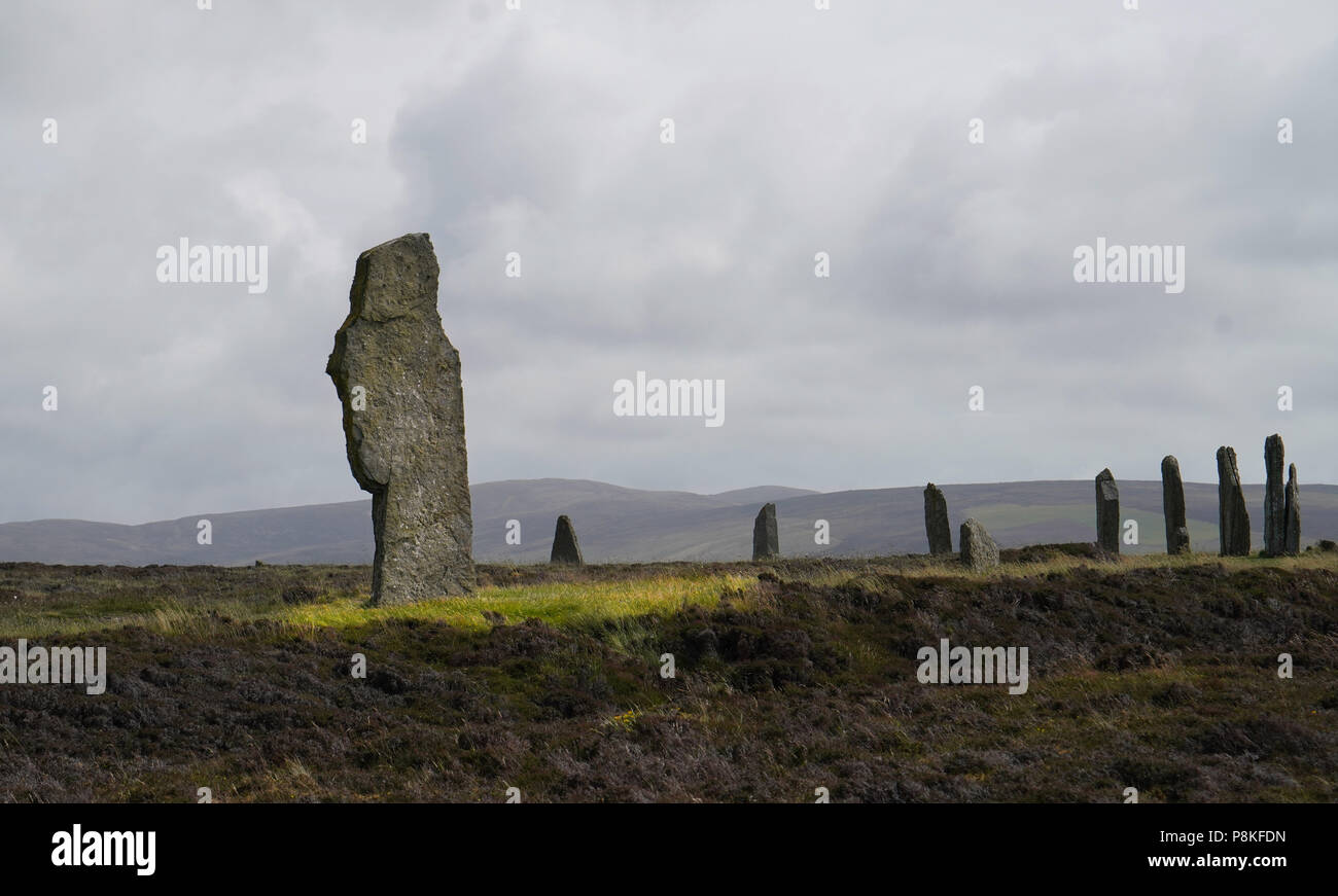 L'anneau de Shetlands est un cercle de pierre henge et érigé entre 2500 BC et 2000 BC. Photo par Dennis Brack Banque D'Images